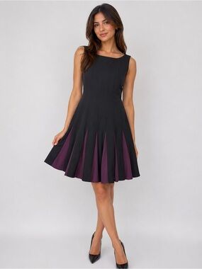✨Tommy Hilfiger Godet Midi Drees Black &Purple  Size 12